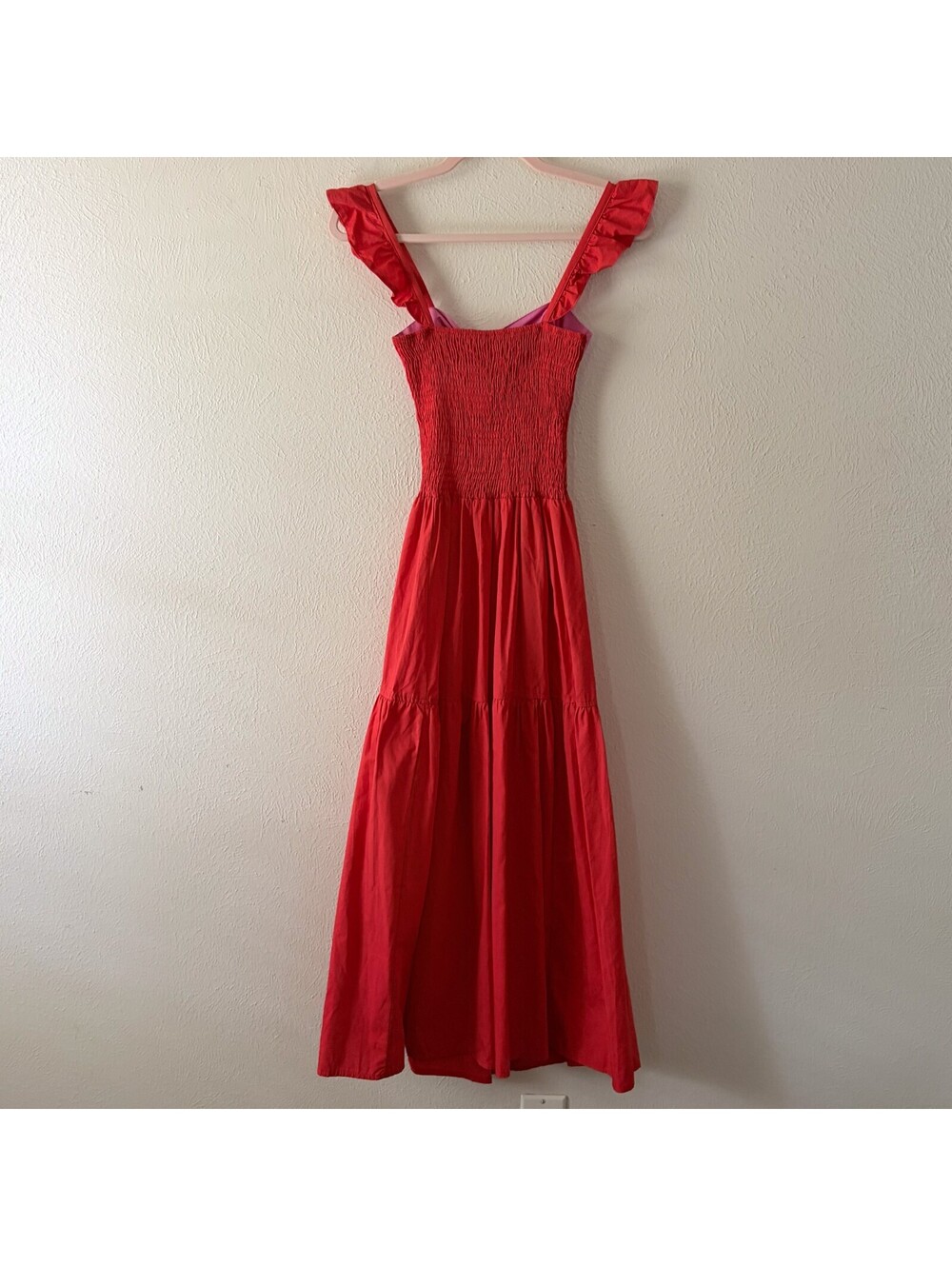 Colorblock Maxi Dress Giant Pink Bow Topshop Red Ruffle Strap Smocked